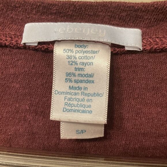 EBERJEY Heather Slouchy Lounge Tee Burgundy Size Small - Picture 5 of 8